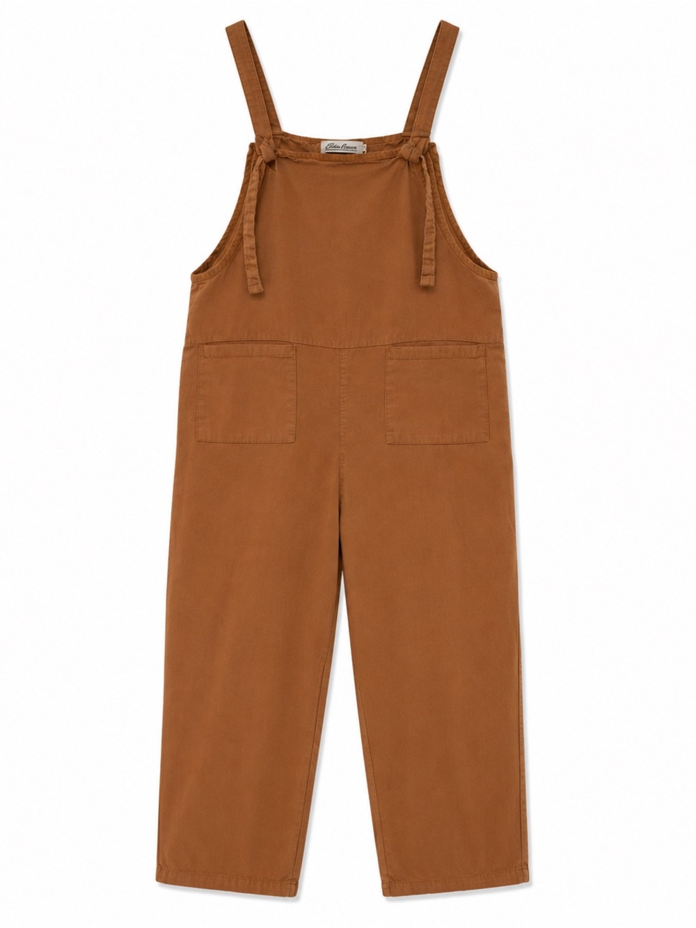 Brown Cotton Overalls Jumpsuit Small | Adjustable Tie Straps Pocket Romper Boho - Picture 2 of 8